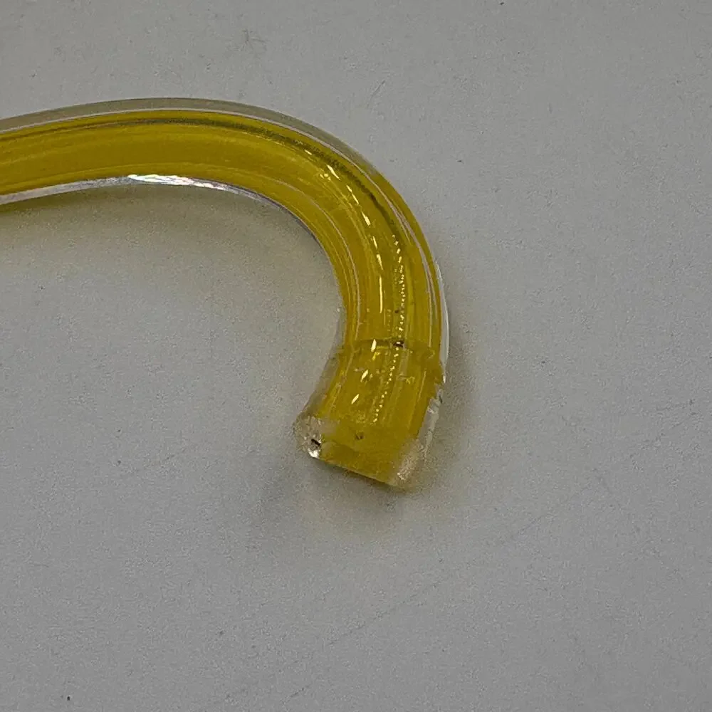 Vibrant Yellow Speckled Hand Blown Art Glass Flower Open Base Bud
